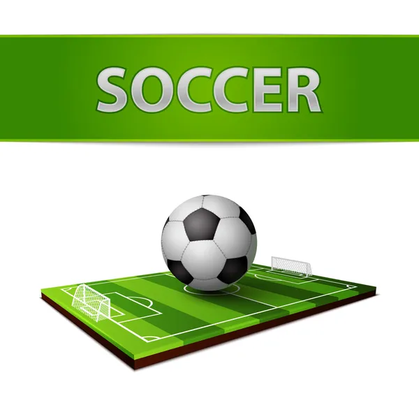 Soccer ball and grass field emblem — Stock Vector