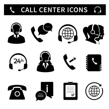 Call center service icons set clipart