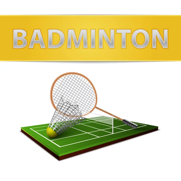 Badminton navette et raquette emblème — Image vectorielle