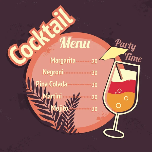 Koktejly alkohol pít menu kartu šablona — Stockový vektor
