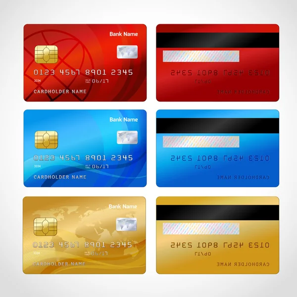 Realistic credit cards set — Stock Vector