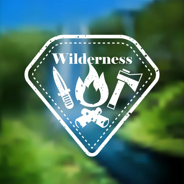 Emblème du tourisme de plein air camping décoratif — Image vectorielle