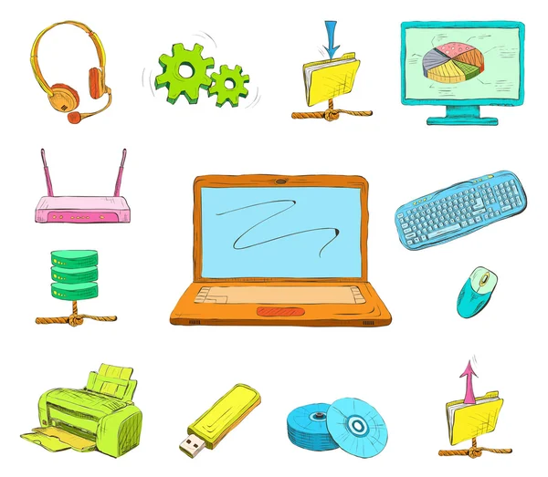 Business Computer Icons Set — Stock Vector