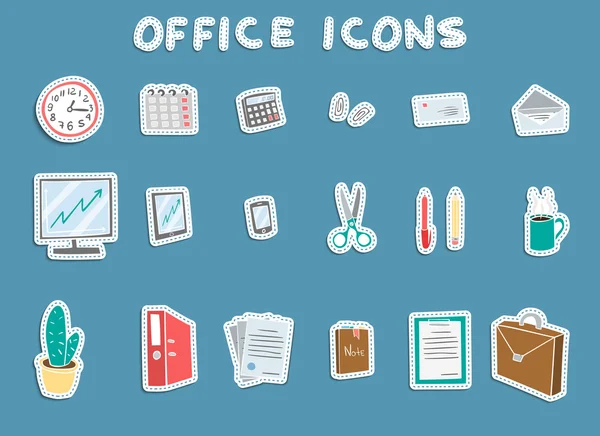 Business Office Sticker Icons Set — Stock Vector
