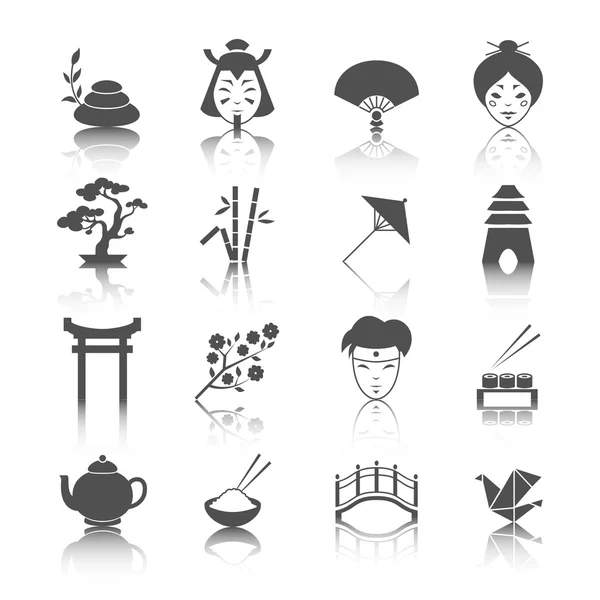 Japanese culture icons set — Stock Vector
