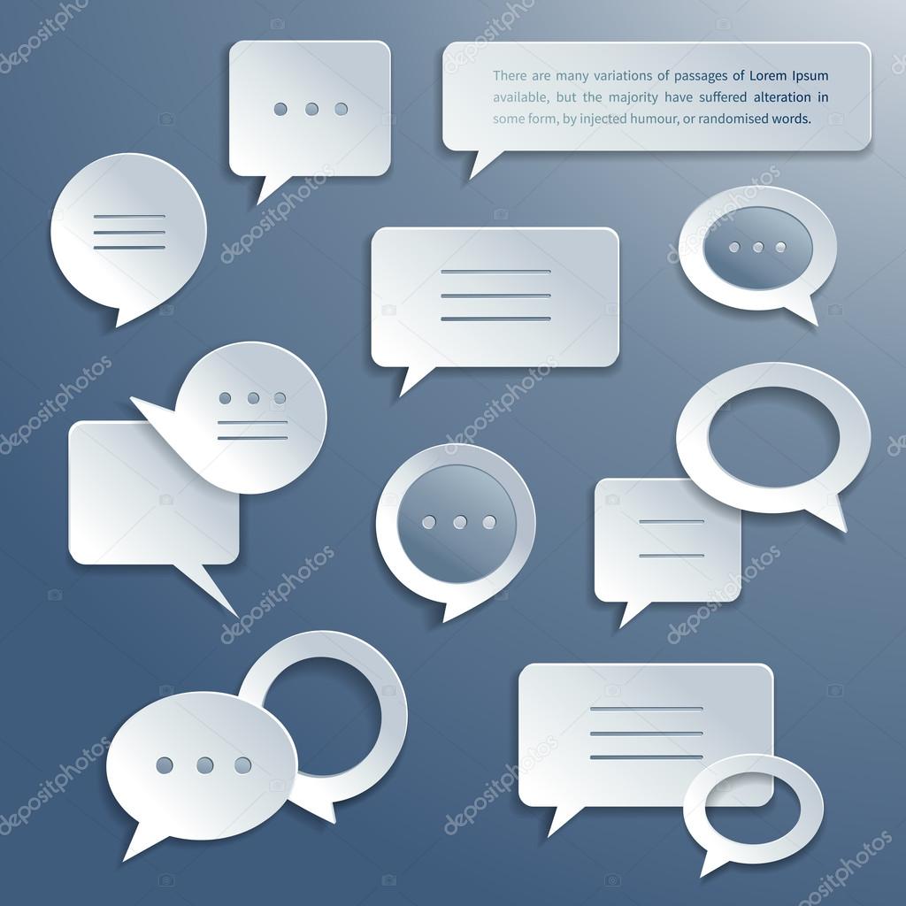 Abstract paper speech bubbles set