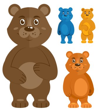 Dekoratif oyuncak ayılar Icons set