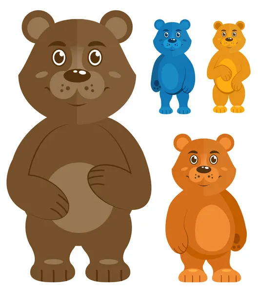 Dekorative Teddybären Ikonen Set — Stockvektor