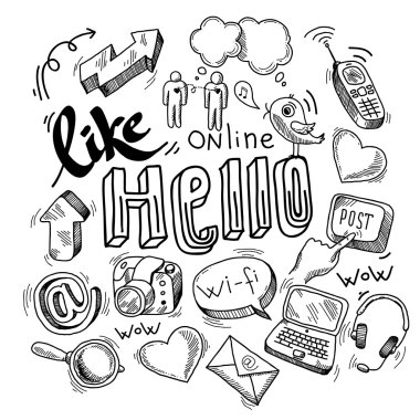 Doodle Sosyal Medya simgeler