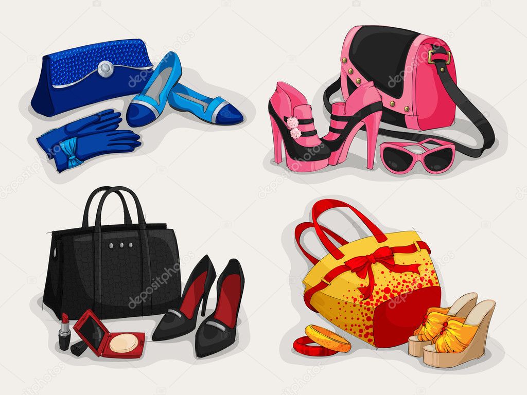 Collection of women bags shoes and accessories Stock Vector by ©macrovector  42739781
