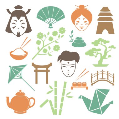 Japon Kültür tasarım öğeleri koleksiyonu