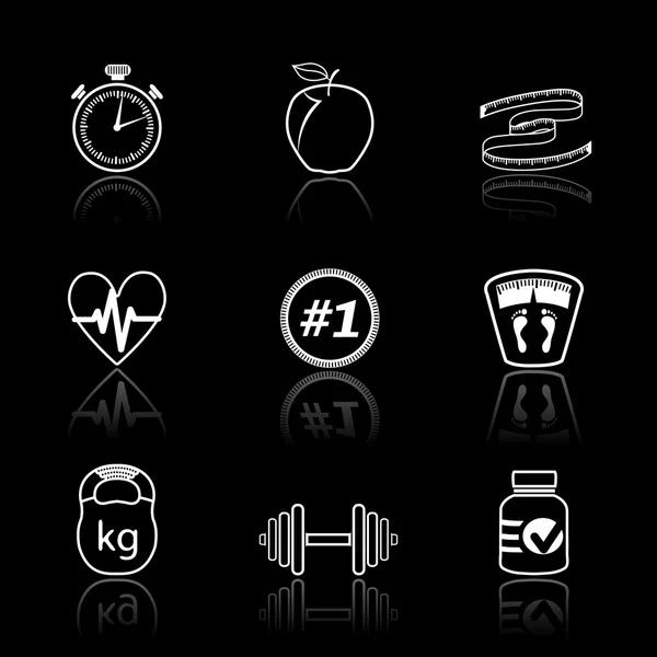 Fitness sport icons set — Stock Vector