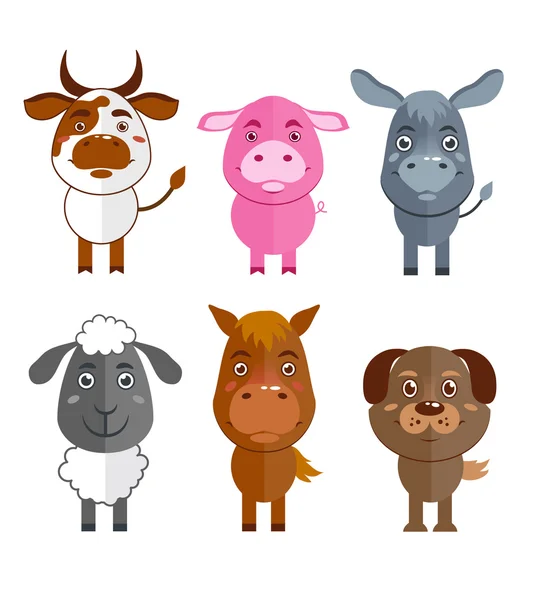 Ensemble d'icônes d'animaux sauvages et domestiques — Image vectorielle