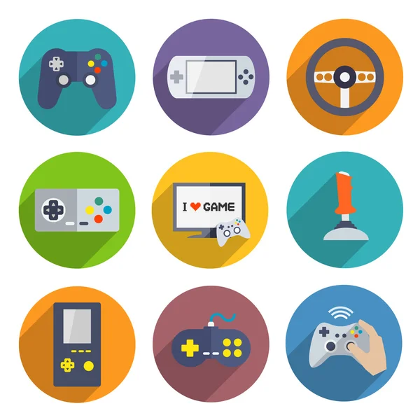 Видеоигры и набор иконок — стоковый вектор