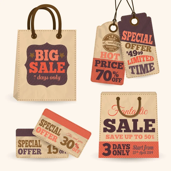 Collection of paper sale price tags — Stock Vector