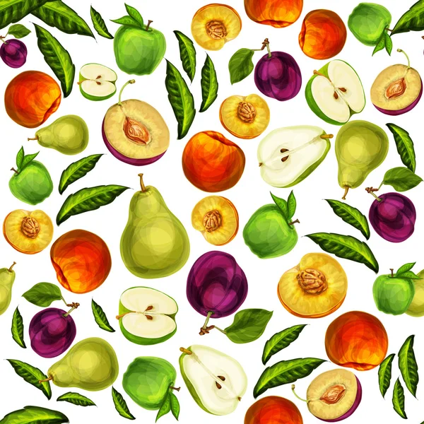 Seamless gemengd gesneden fruit patroon achtergrond — Stockvector