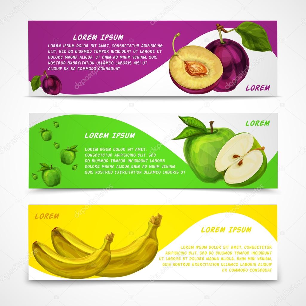 Mixed fruits banners collection