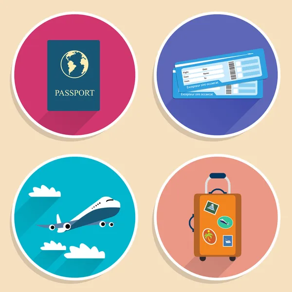 Vacation Travel Voyage Icons Set — Stock Vector