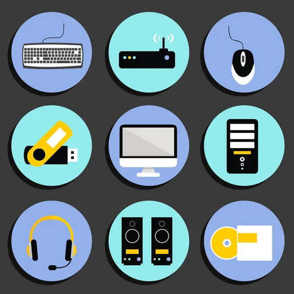 Business Computer Icons Set — Stock Vector