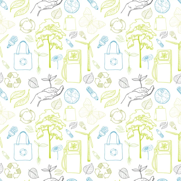 Seamless ecology and environment pattern — Stock Vector