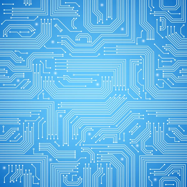 Patrón azul inconsútil de la placa de circuito — Archivo Imágenes Vectoriales