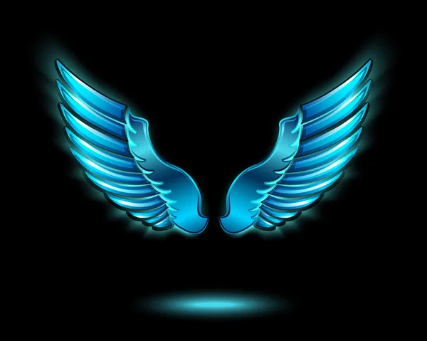 Azul brillante alas de ángel — Vector de stock