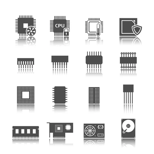 Computer circuit icons set — Stock Vector