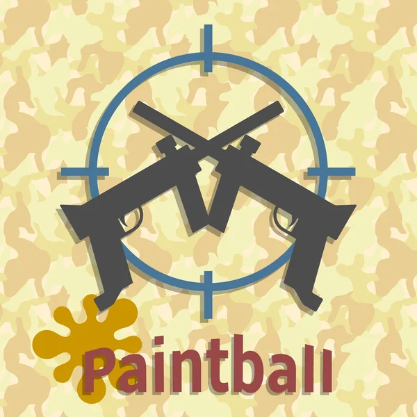 Pistolas de Paintball e cartaz de respingo —  Vetores de Stock