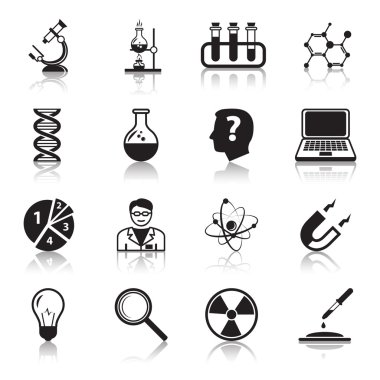 Chemistry or biology science icons set