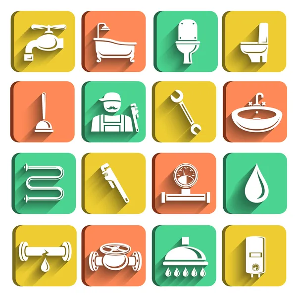 Plumbing Tools Icons Set — Stock Vector