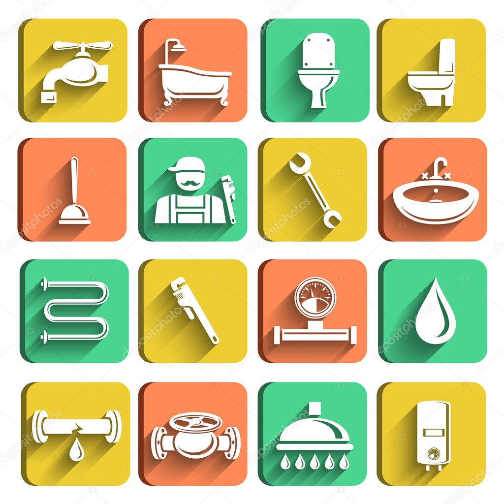 Plumbing Tools Icons Set