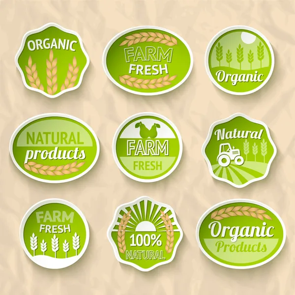 Farming harvesting and agriculture stickers — Stock Vector