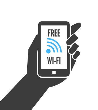 el smartphone ücretsiz Wi-Fi ile tutarak
