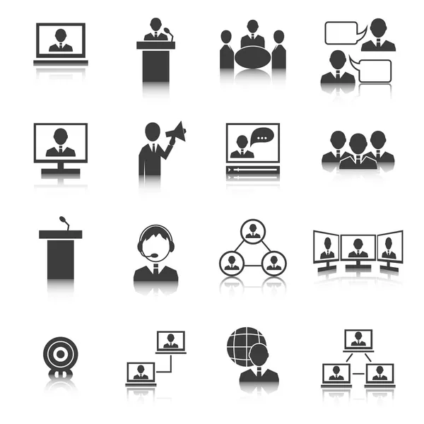 Business People Meeting Icons Set — Stock Vector