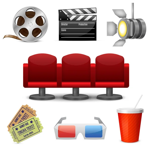 Cinema de entretenimento ícones decorativos — Vetor de Stock