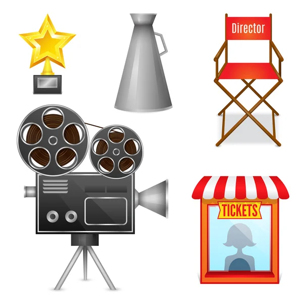 Icone decorative di intrattenimento cinematografico — Vettoriale Stock