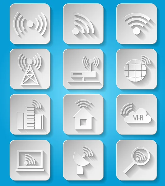 Wireless communication network icons set — Stock Vector