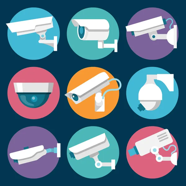 Impostazione icone telecamere di sicurezza — Vettoriale Stock