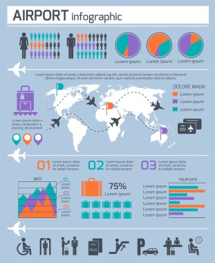 Havaalanı işletme Infographic seti