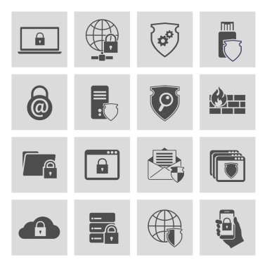 Information technology security icons set clipart