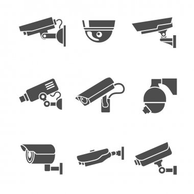 Güvenlik kameraları Icons set