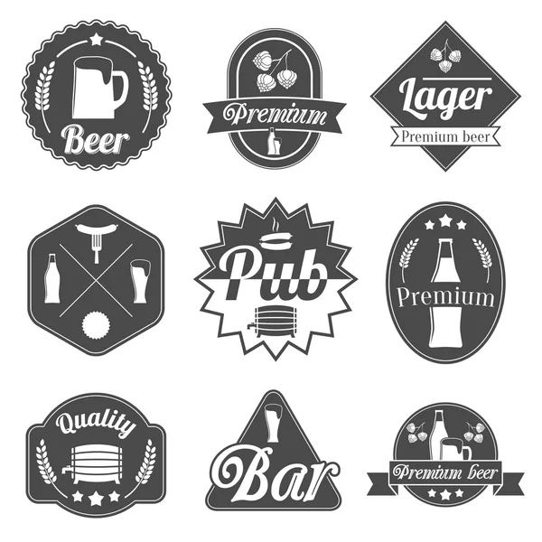 Alcohol cerveza etiquetas insignias colección — Vector de stock