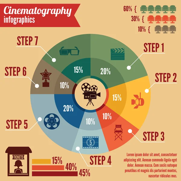 Sinema eğlence iş infographics — Stok Vektör
