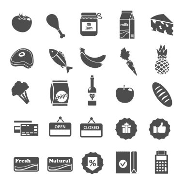 süpermarket gıda seçimi Icons set