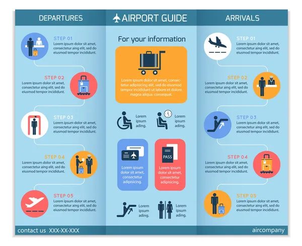 Havaalanı iş Infographic broşürü — Stok Vektör