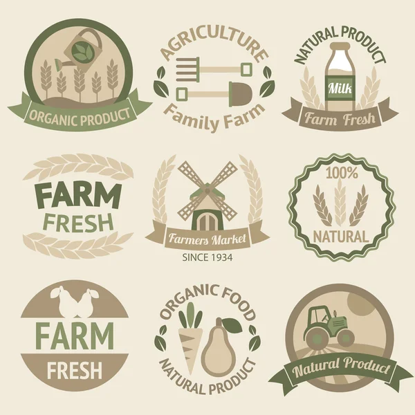 Farming harvesting and agriculture labels — Stock Vector