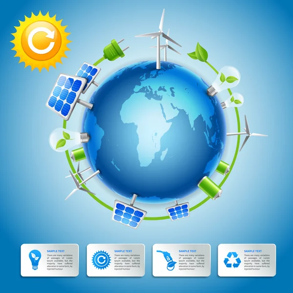 绿色能源和电力概念 — 图库矢量图片