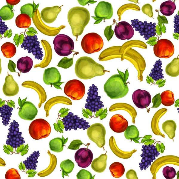 Seamless mixed fruits pattern background — Stock Vector