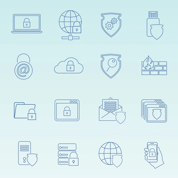 Conjunto de iconos de seguridad informática — Vector de stock