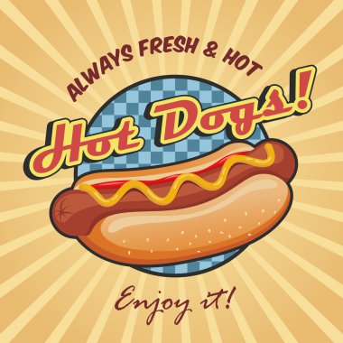 American hot dog poster template clipart